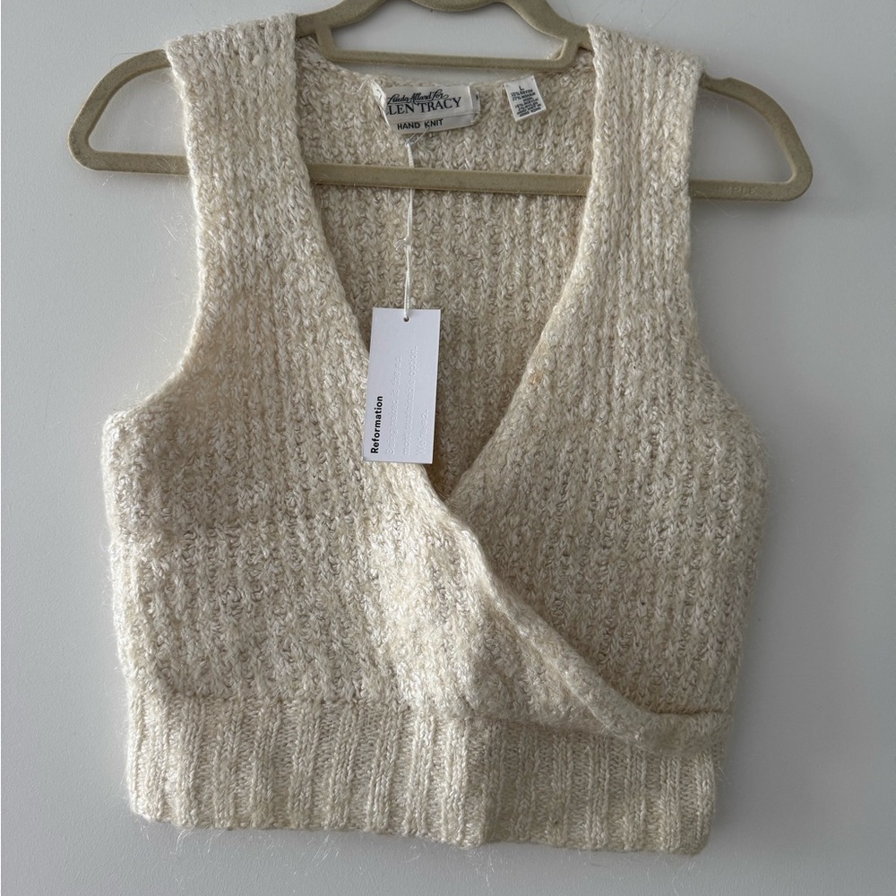 Oak Vintage Sleeveless Sweater, Ellen Tracy, Hand Knit, purchased at Reformation